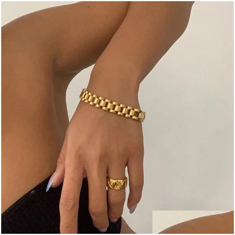 stainless steel chain bracelet plated gold silver detachable wristbands bracelets for women hiphop gold wrap bangles 455 d3