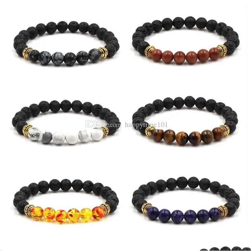 fashion natural cross black lava stone beads elastic bracelet essential oil diffuser bracelet volcanic rock beaded bracelets