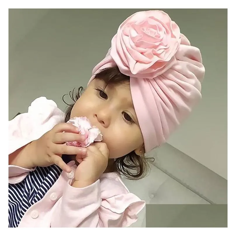  fashion baby cap spring and summer single layer cotton breathable headwrap knitted fabric hat toddler infant soft pure color