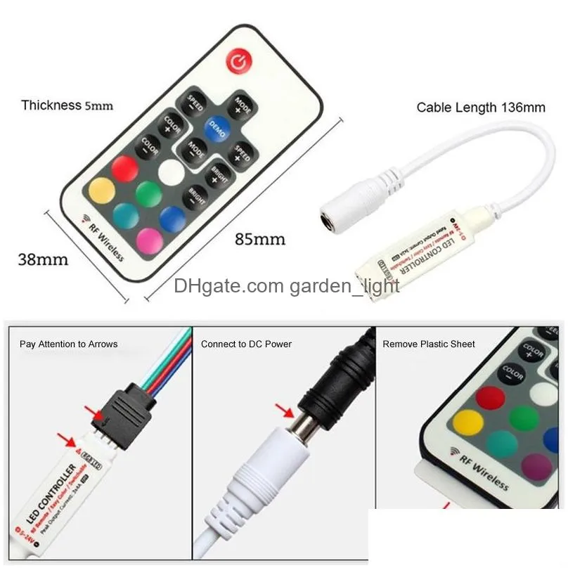mini rf wireless remote rgb strip led remote controller dc 524v 17 keys 22 modes real 12a with remote controller for rgb led strip
