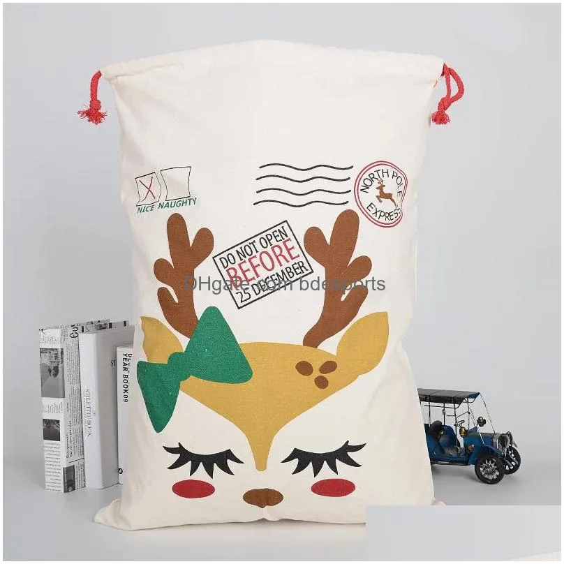 christmas decorations santa sacks gift bags large organic heavy canvasbag santa sack drawstring bag with reindeers by sea 2002 e3