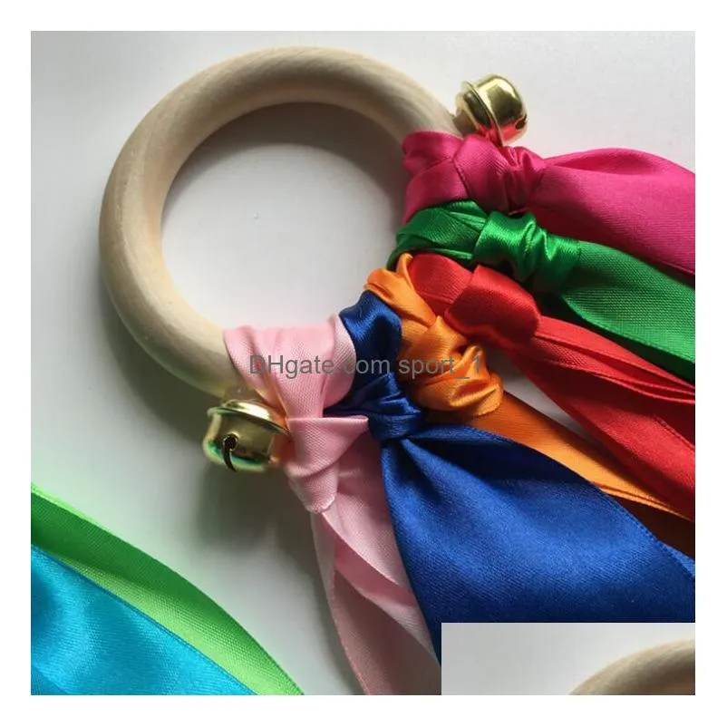 7 colors rainbow hand kites wood ring ribbon streamer runner accessories toys dancing rings sensory ribbons wind wand for birthday party favors christmas