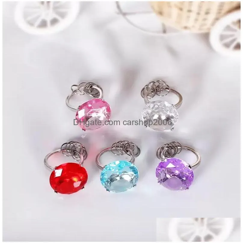 with this ring key chain diamond keychain wedding favors baby shower party gift key ring 5colors box packing