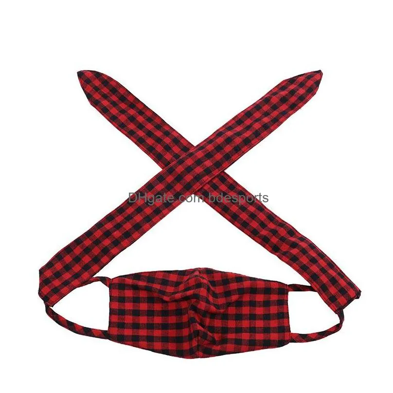  plaid masks headband 3d printed check face masks hairband women winter warm dust respirator headband mouth cover hairwrap gift 23