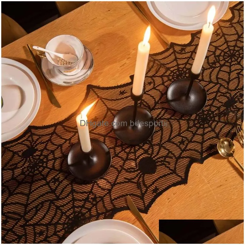 party supplies tablecloth halloween decorations lace black spider web pattern creative design table decoration tables flag halloween accessories 5 3wx