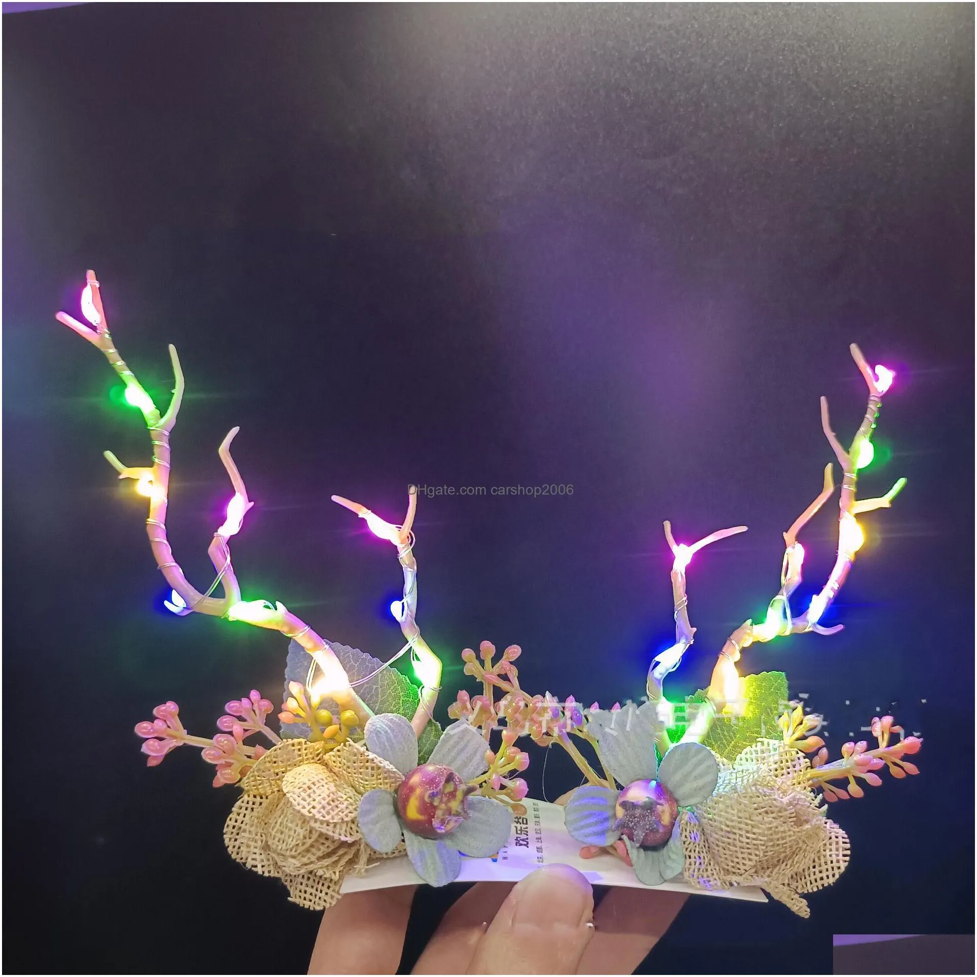 halloween christmas led rainbow glowing headwear antlers headband headband hair accessories hairpin jewelry