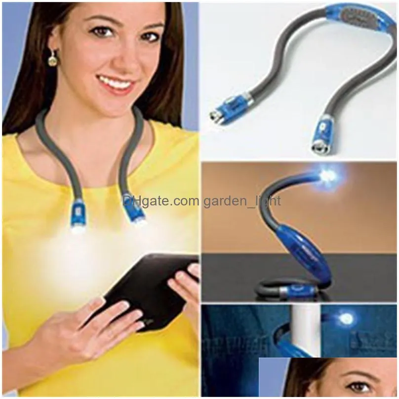 led book lights hands flexible arm around the neck for bed reading or read in car 4 super bright led bulbs
