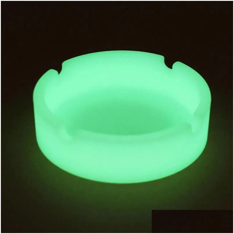 sublimation creative round glowing silicone ashtray cigar tobacco home desk accessories inventory wholesale
