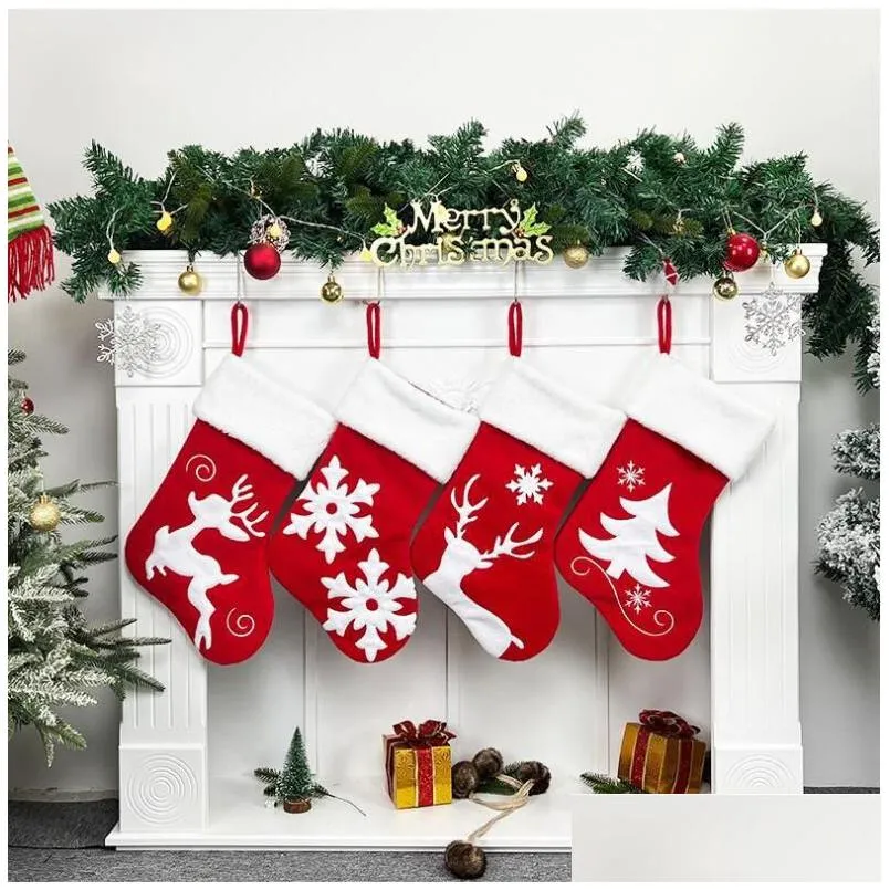 2023 christmas pendant christmasees socks gift bag elk embroidered snowflake christmass socks christmases gifts