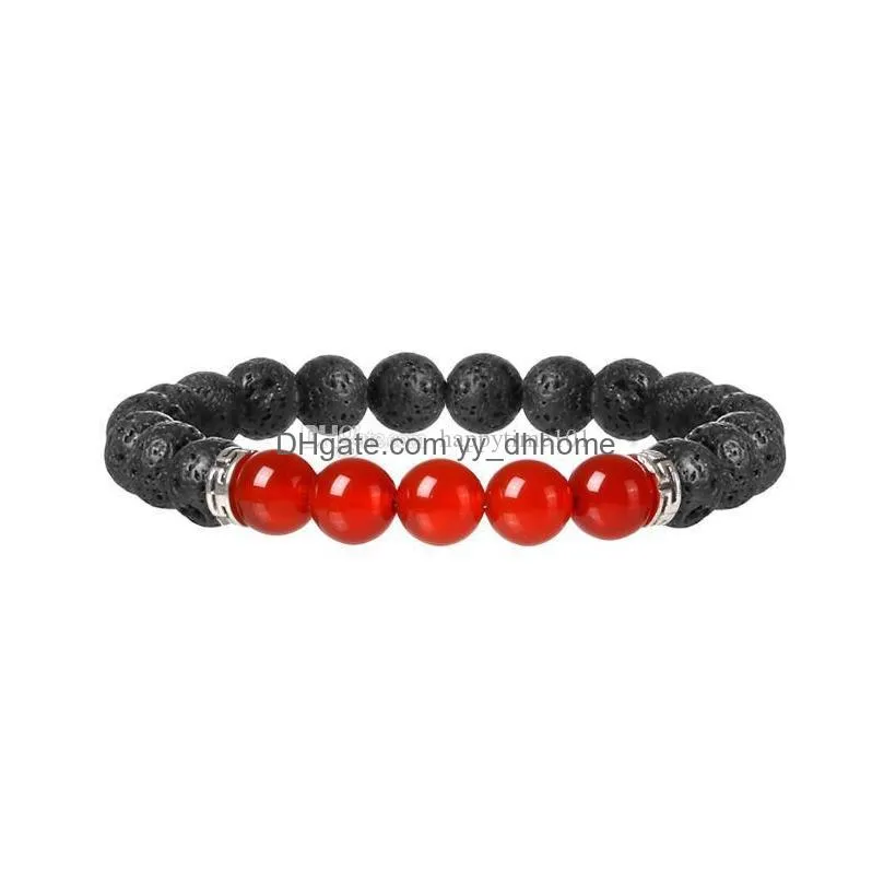 power beads seven chakra bracelet black lava stone yoga bead bracelets for men women jewelry rope chain strand bracelet