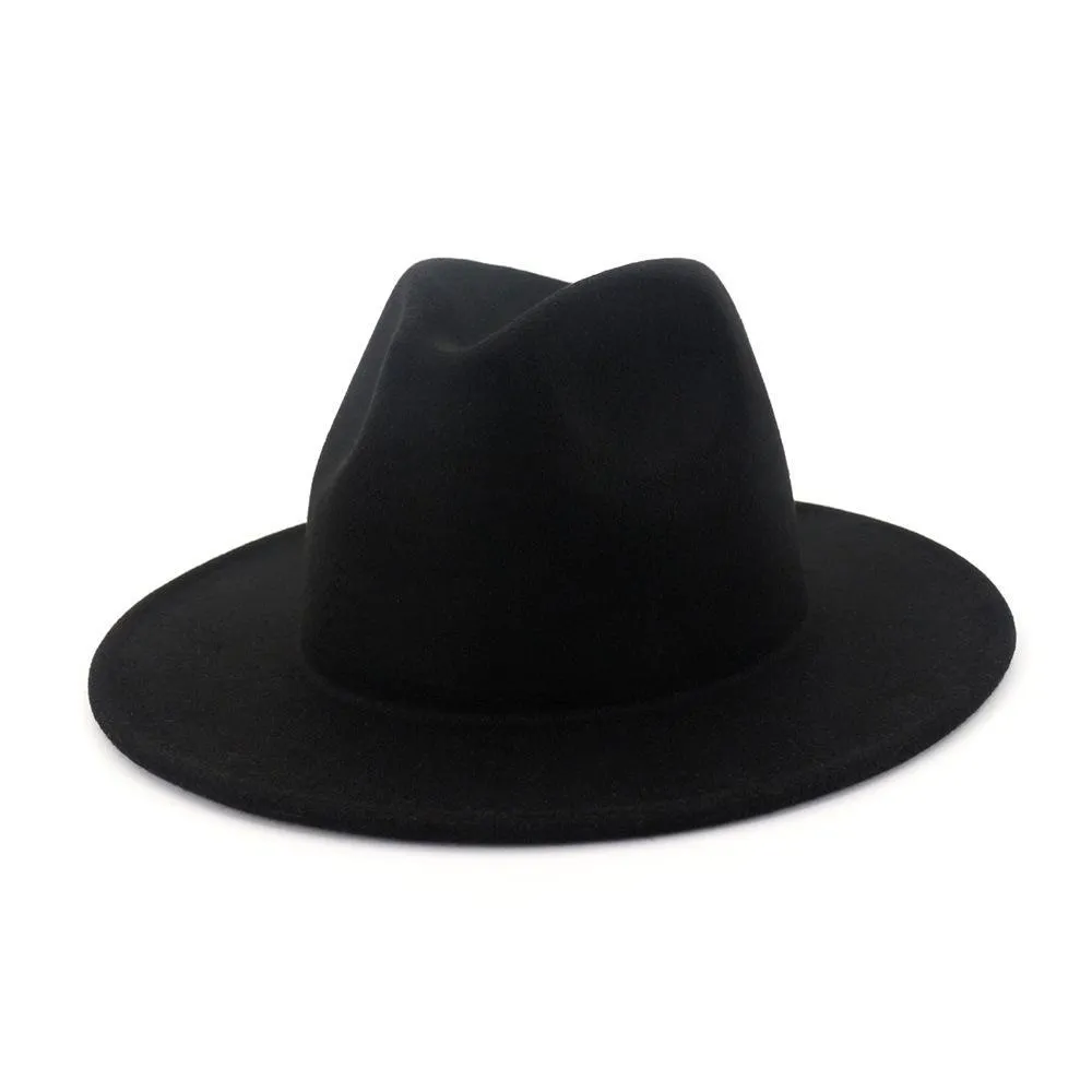 autumn winter wool jazz cap gentleman hat wide brim men women trilby panama fedora fascinator hats solid gambler hats