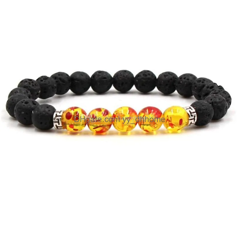 fashion natural black lava stone 7 chakra bracelet  oil diffuser bracelet volcanic rock beaded bracelets