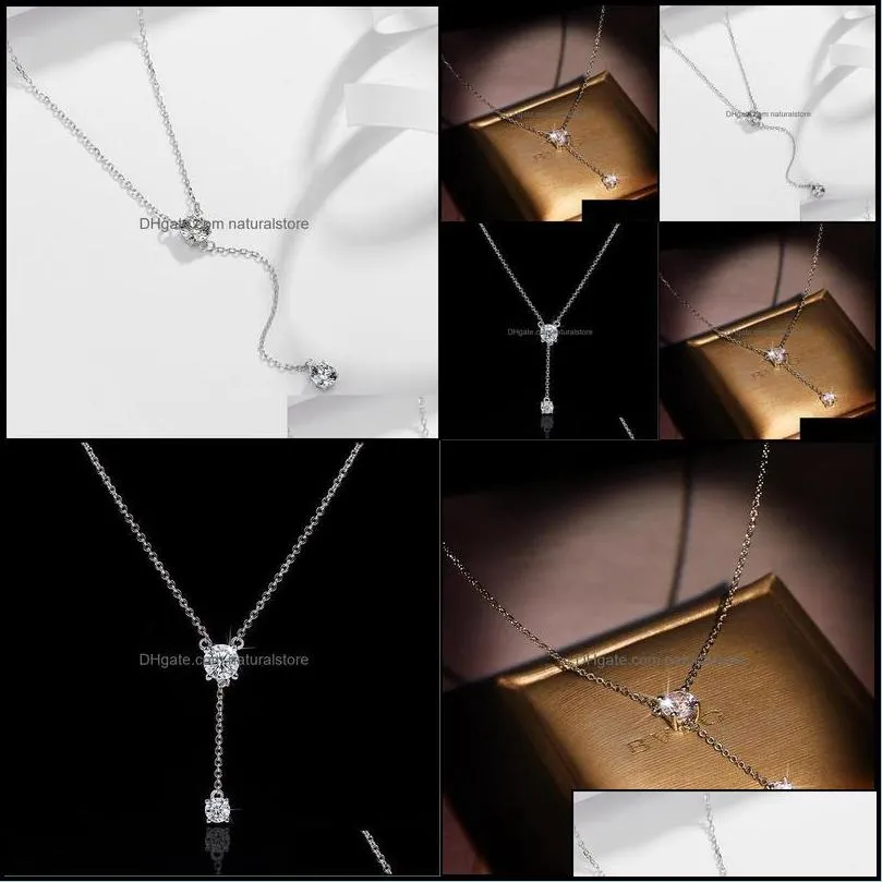 pendant necklaces pendants jewelry ll romantic long lab diamond real 925 sterling sier party wedding ch 4t