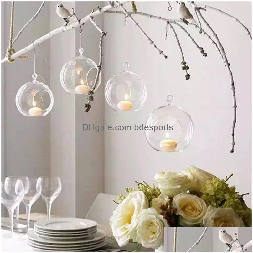borosilicate glass crystal glass hanging candle holder candlestick home wedding party dinner decor grass candle holder 172 v2