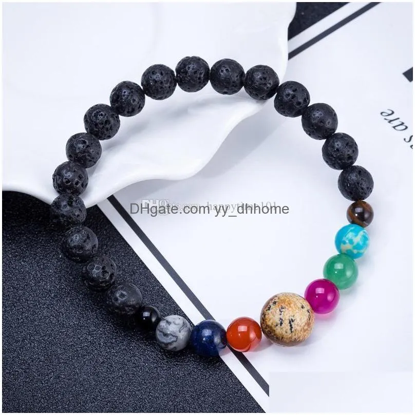 volcano bracelets 2 universe galaxy solar system eight planets natural stone bracelets guardian star fashion bracelet for women