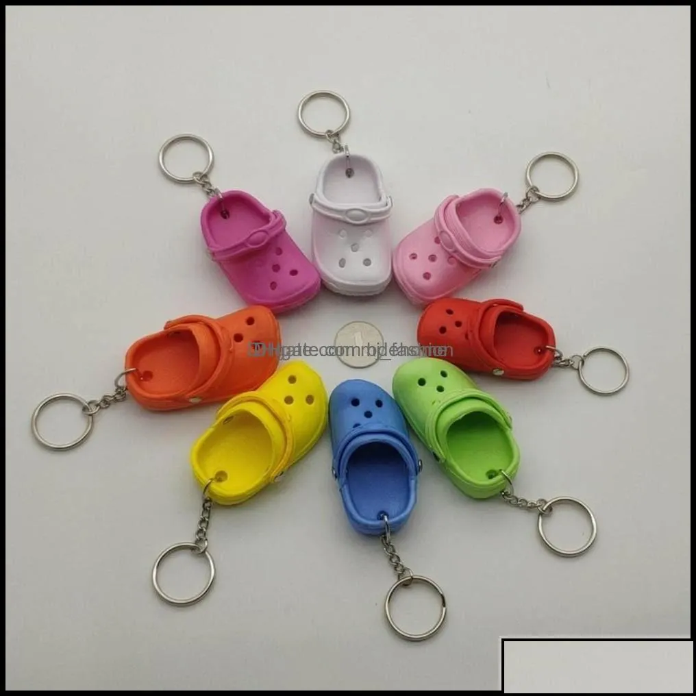 key rings jewelry custom 1pc cute 3d mini eva beach hole little croc shoe keychain girl gift bag accessories decoration keyring floating