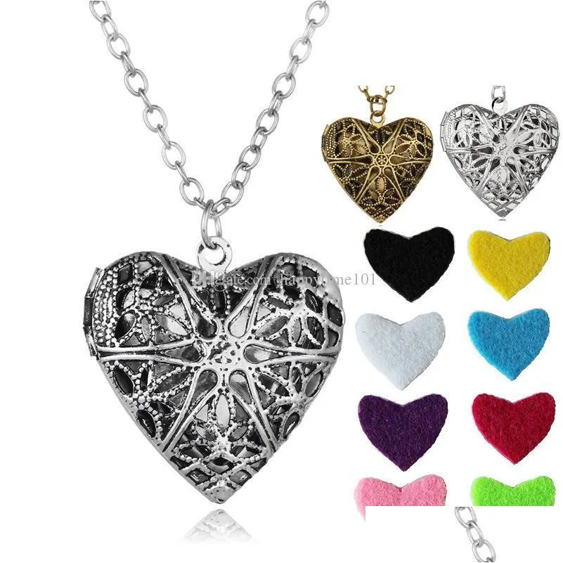 love heart aromatherapy  oil diffuser necklace perfume locket pendant with chain and washable
