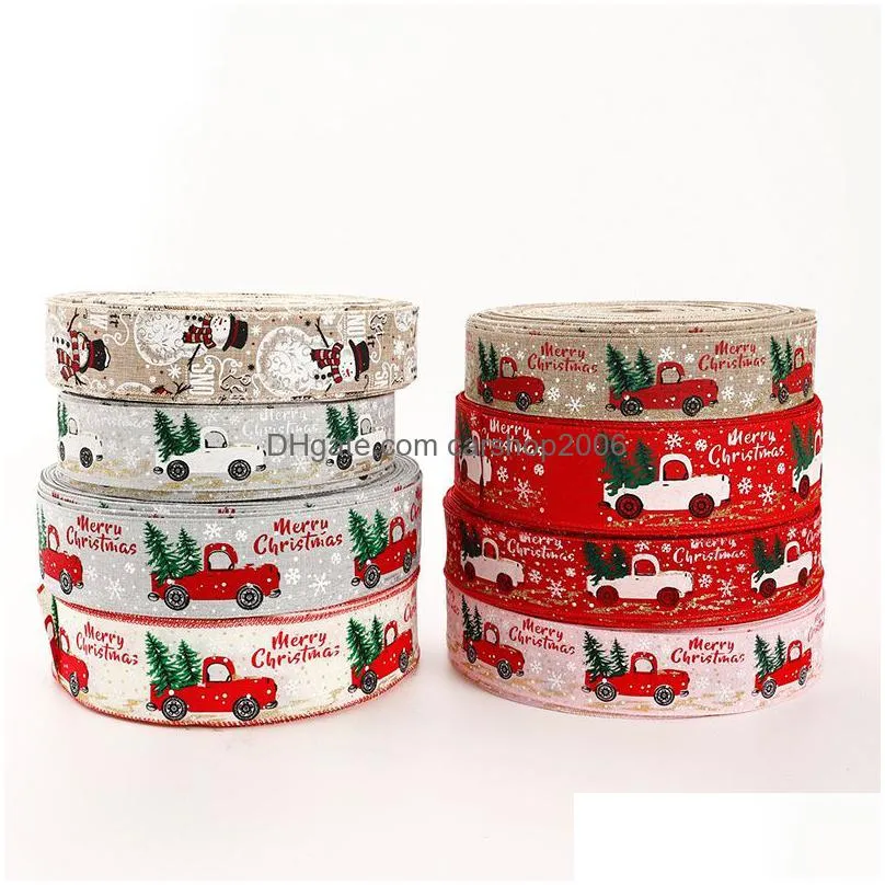 christmas decoration ribbon christmas tree gift ornament colorful print ribbons room decor