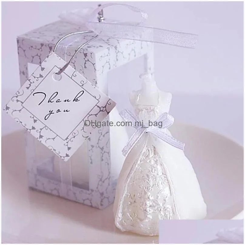 1pc white bride dress shape design candle elegant bridal boxed candles valentines day wedding party surprise decor gifts inventory
