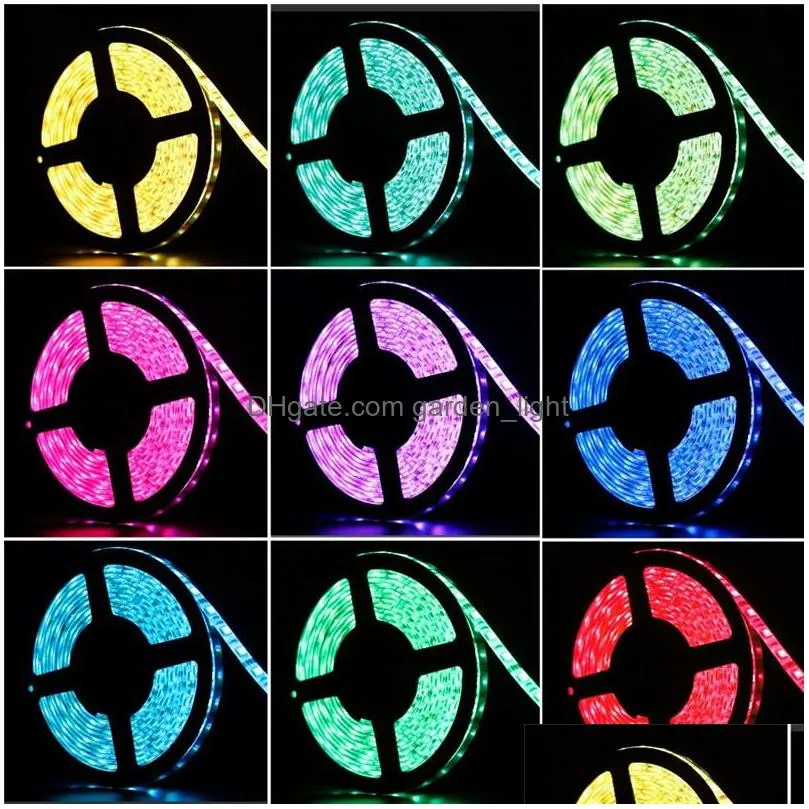 led strip light dc 12v flexible diode ribbon tape smd 5050 rgb 24key 44key full set power ip65 ip20 5m lighting