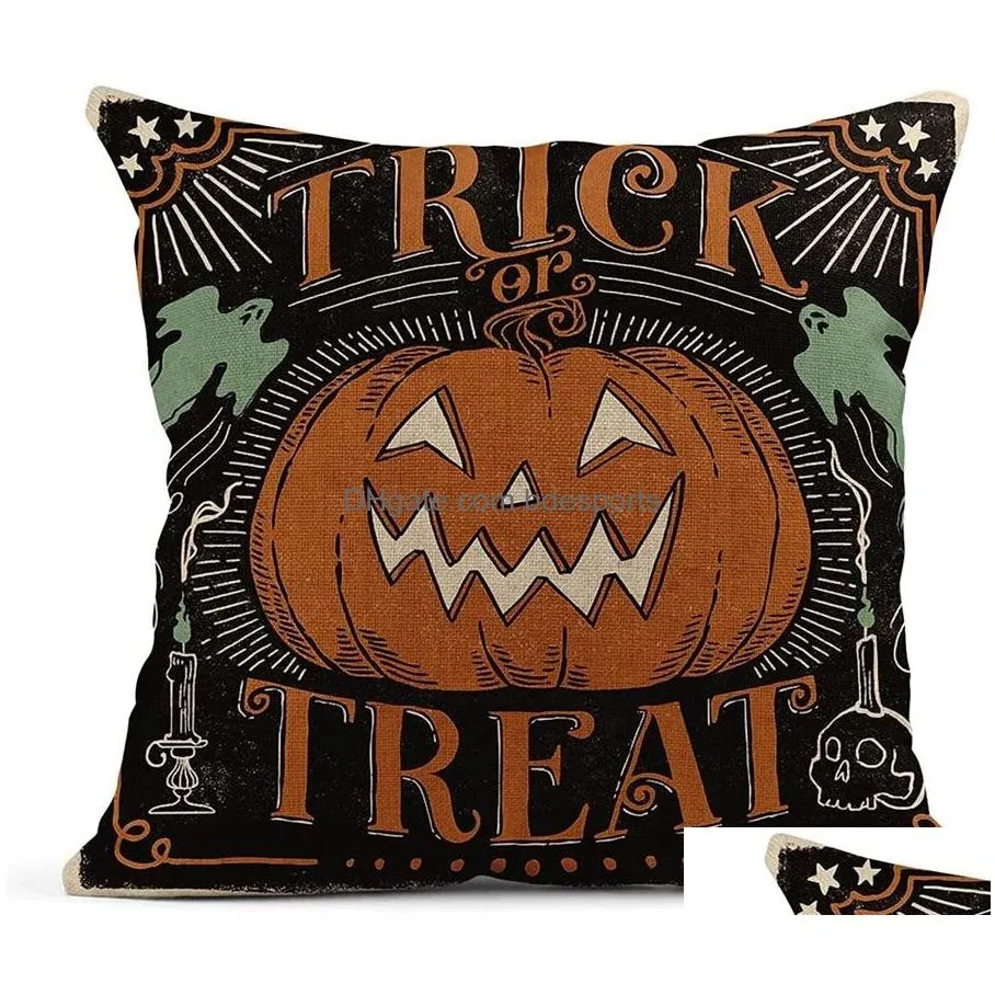 party supplies halloween decorations for home pillow case house decor luxury pumpkin bat skull cat pattern novelty festival gifts 45x45cm 4 8ll