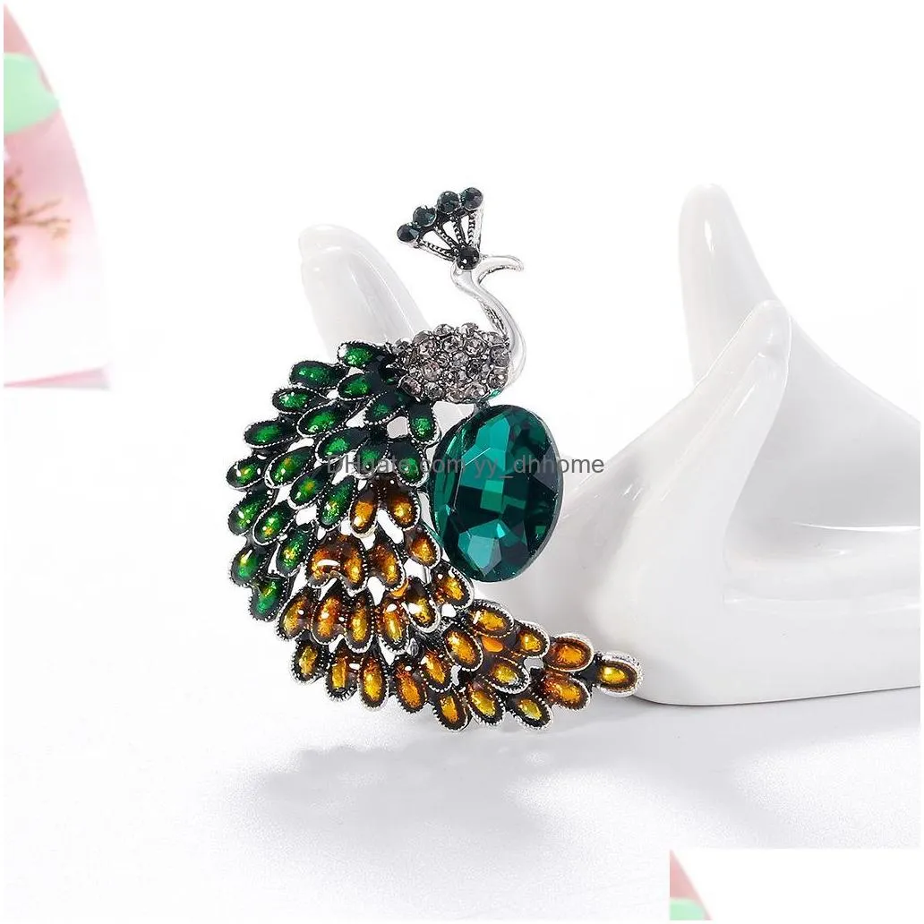 elegant womens fashion peacock brooch retro creative rhinestone zircon brooch dress accessories jewelry