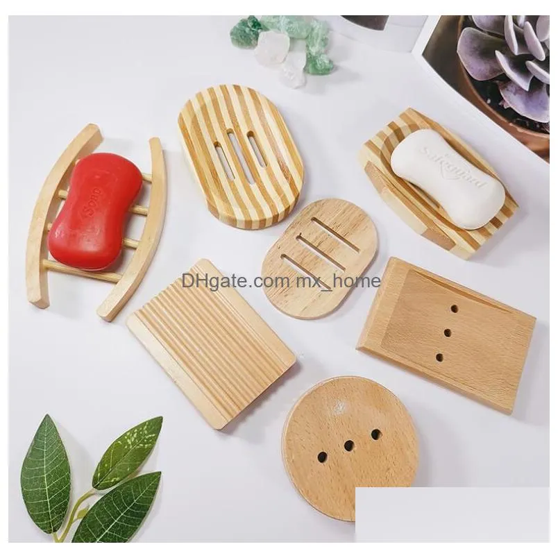 soap dishes stripe hollow soap boxes natural bamboo draining soaps dish storage supplies for shower room