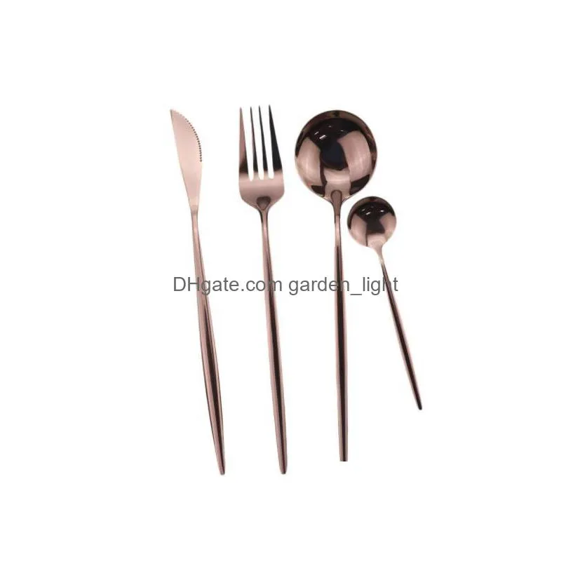 highend 304 stainless steel cutlery set knife fork spoon rose gold set inventory wholesale