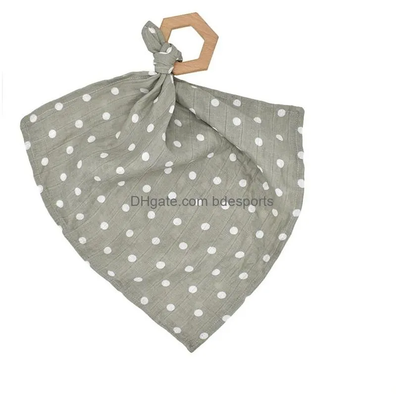 infant saliva bed towel wood teether toy cotton toddler bandana dribble bibs pinafore solid born triangle towels yl446 1469 t2