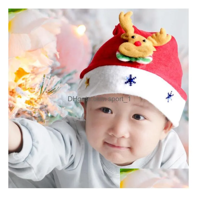 12 styles fast christmas ornament adult red common christmas hat santa / child cartoon glowing hat