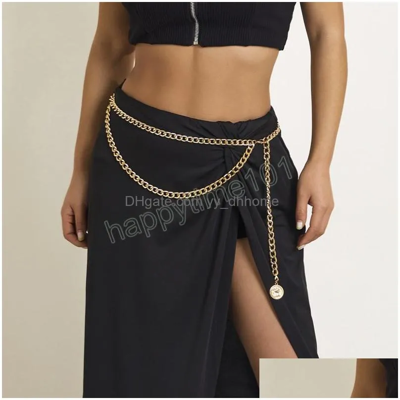 fashion simple metal waist chain clothing accessories multilayer waist chains hip hop long tassels body jewelry gift