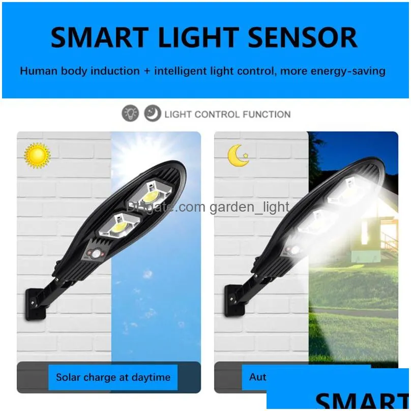 cob solar light motion sensor ip65 waterproof solar wall lamp outdoor garden lighting with remote control street lights
