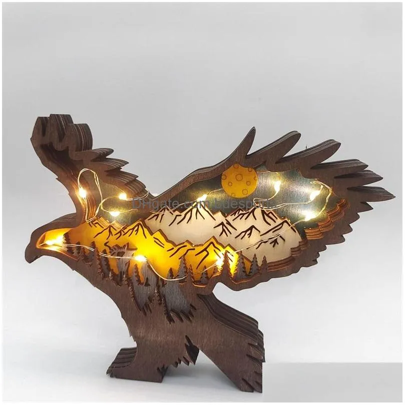 bear wolf deer bird  3d laser cut craft wood home decor gift wood art crafts forest animal home table decoration animal statues 5359