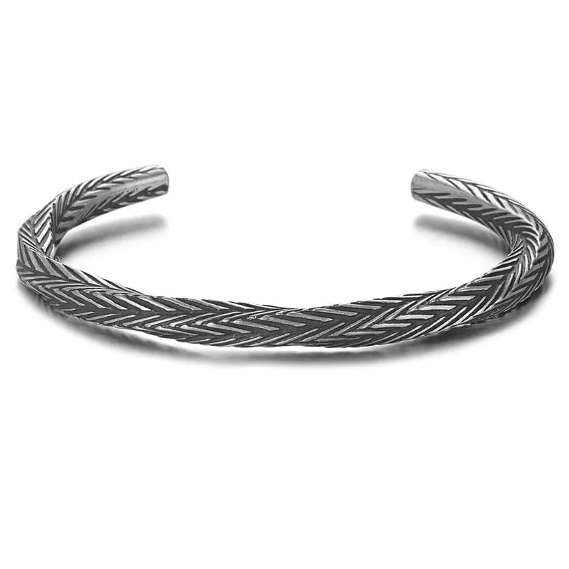 simple twisted cuff bracelet for men fashion retro casual party jewelry gift silver plated trend mens bangle 451 d3