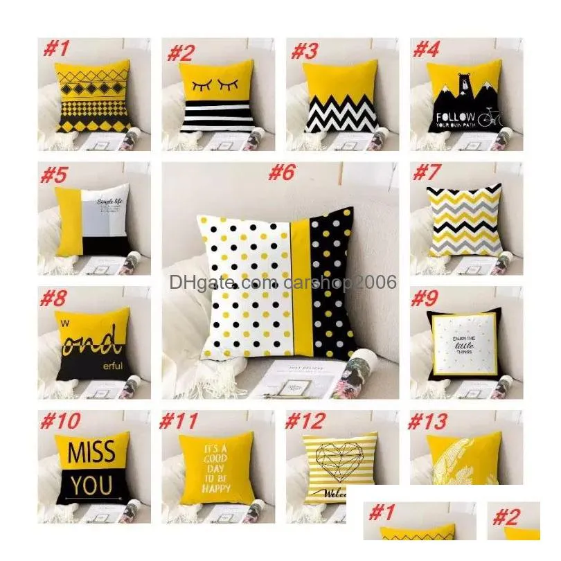 super soft yellow series pillow case cushion cover printed sofa car pillows cover household goods bedding supplies inventory wholesale