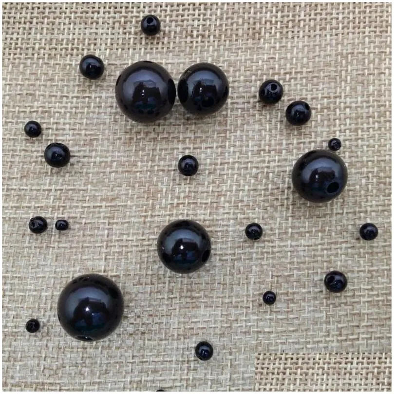 320mm abs black color imitation pearl beads round acrylic beads for jewelry making necklace bracelet diy wholesale 2064 q2