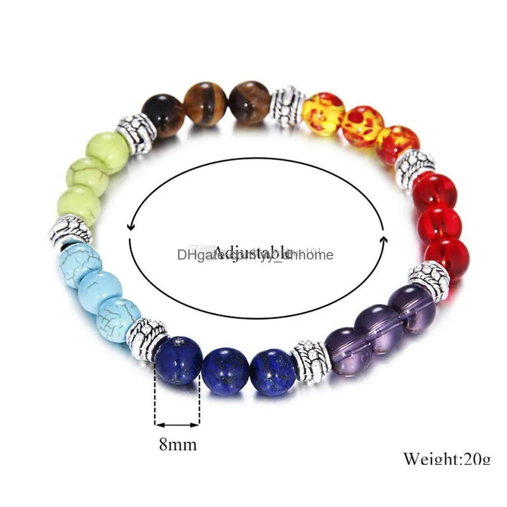 seven colorful chakra reiki bracelet energy quartz bracelets healing balance beads women fashion jewelry charms bracelets beaded