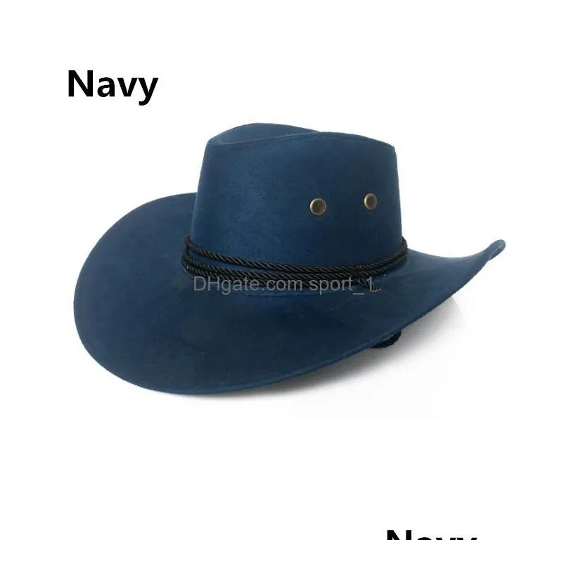 fashion western  hat faux suede outdoor big sunshade hat men riding hat imitation leather adult