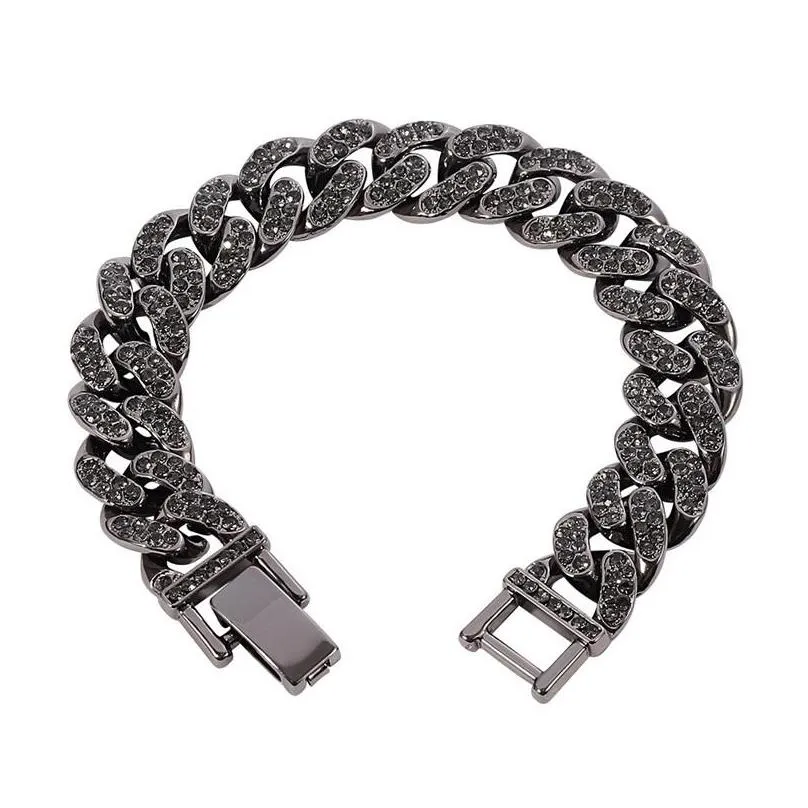 fashion luxury 18cm iced out link chain bracelet for women men gold silver color bling rhinestone bracelet jewelry 277 d3