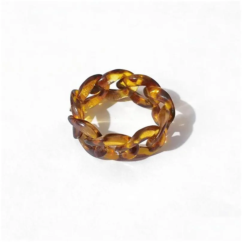 link chain resin acrylic ring bohemia jelly colored design rings for women geometric punk jewelry gifts c3