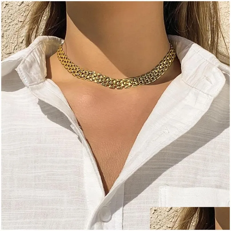 chunky chain necklace women high quality metal couple rings plated gold silver color bracelet jewelry 456 d3