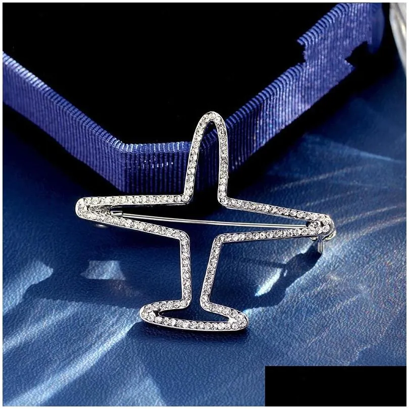 bling bling rhinestone airplane brooch women crystal aircraft brooch suit lapel pin fashion jewelry accessories for gift party 94 d3