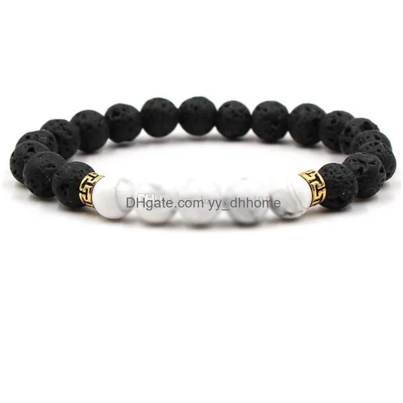 fashion natural black lava stone 7 chakra bracelet  oil diffuser bracelet volcanic rock beaded bracelets