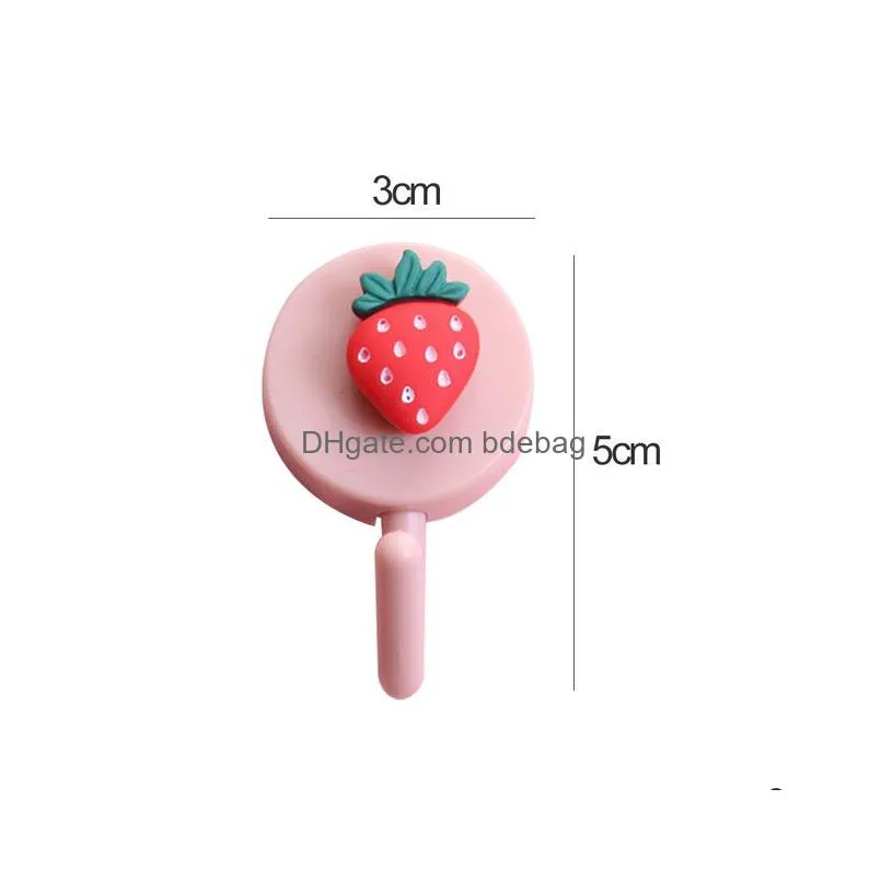 1pc cute wall hook keychain door hanging plastic self adhesive hanger cartoon fruit shaped hook for kids room decor inventory