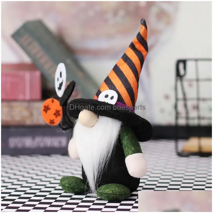 festive party supplies halloween decorations cute gnome dolls with balloon brooms cartoon couple doll halloween gifts home decor 10 5mg