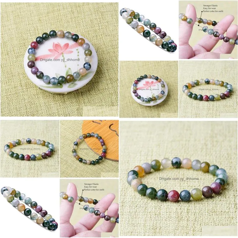 8mm handmade beaded bracelets natural stone agate bead hand chain chakra yoga energy elastic bracelet for men charm bangles jewelry