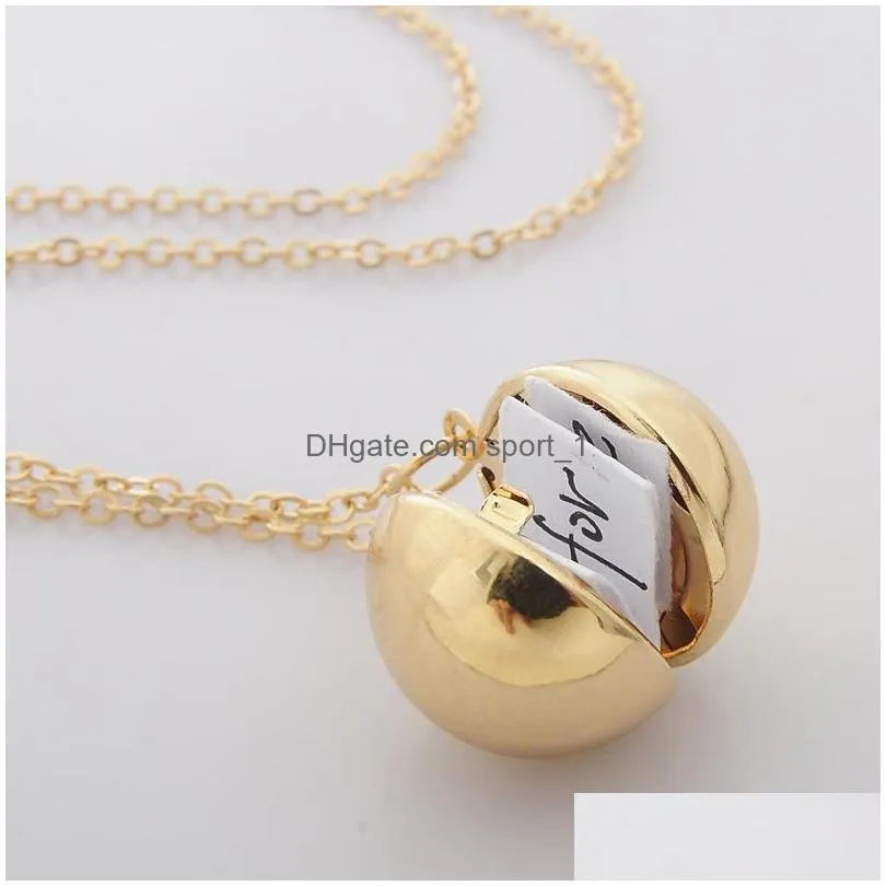 secret message ball locket necklace gold silver pendant necklace personalized custommade message note gift for lover friend