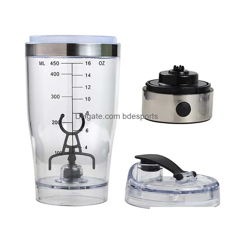 electric protein shaker blender water bottle automatic movement vortex tornado 450ml bpa detachable mixer cup 352 r2