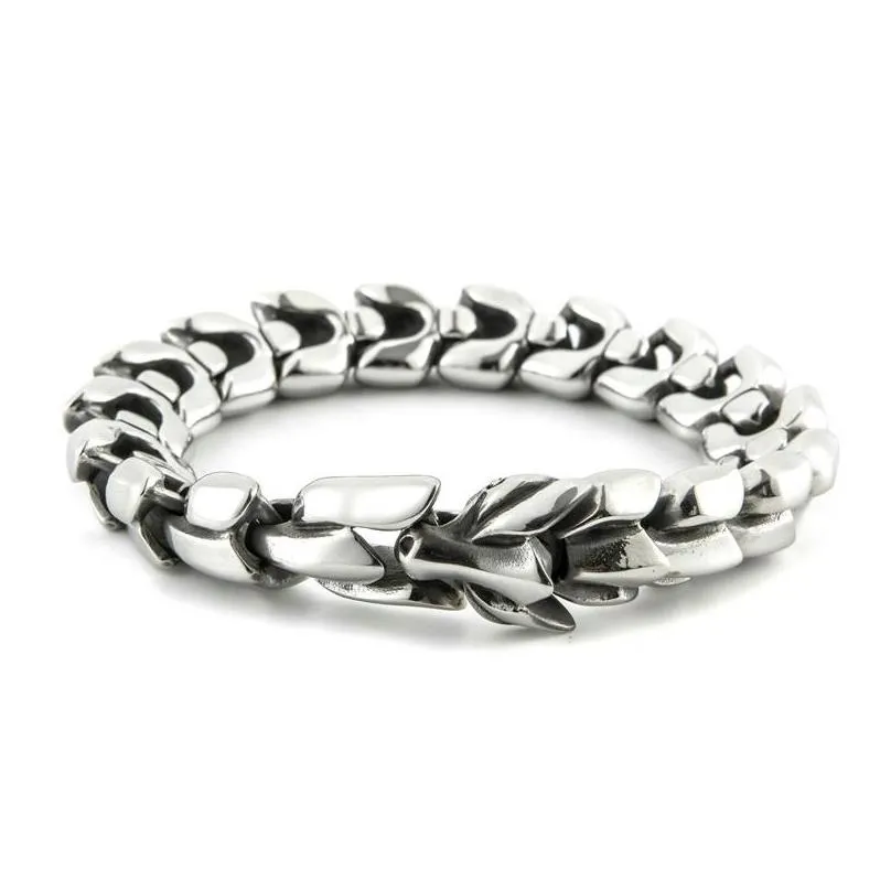 ouroboros vintage punk bracelet for men stainless steel fashion jewelry hippop street culture 5613 q2