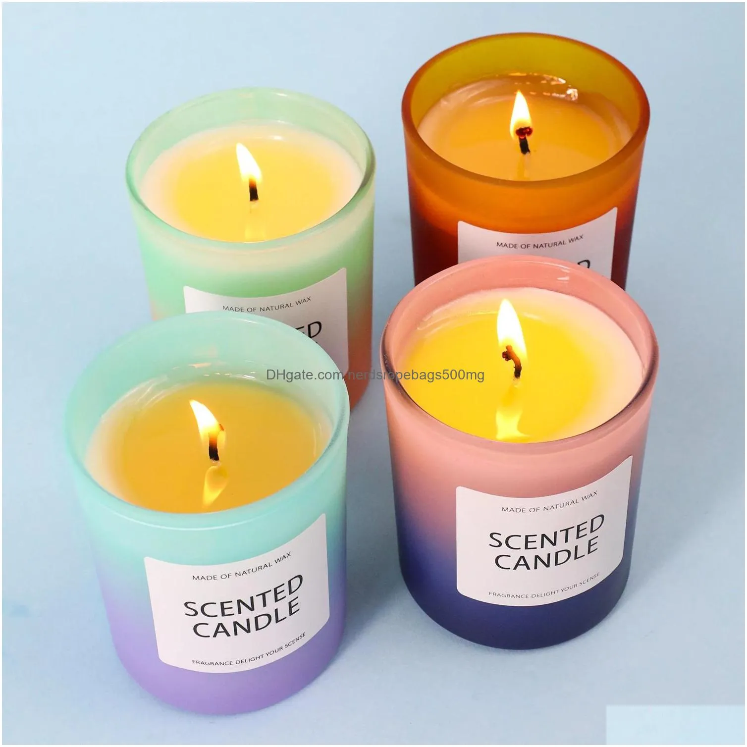 soy wax scented candle gradient glass smokeless scenteds decorative p o candle cup jar inventory wholesale